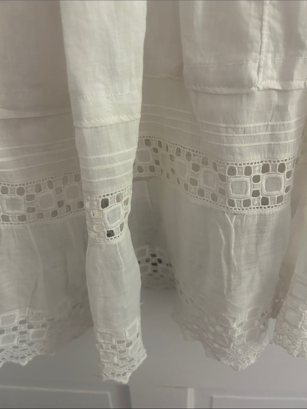 Antique White Cotton Maxi Dress with Lace Trim - Picture 2 of 6